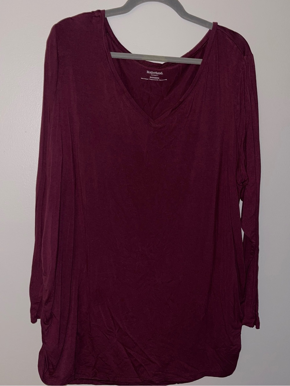 Motherhood Long Sleeve V-Neck Top - Wine